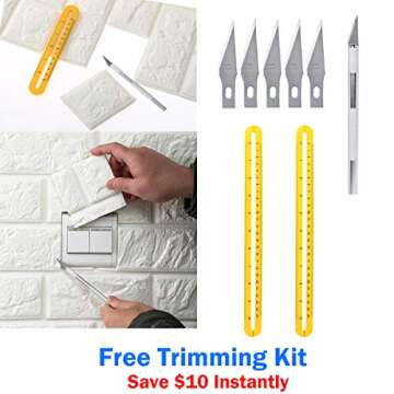 DEELF OUTLET White 3D Brick Wallpaper 20 pcs Faux Brick Textured Effect Background Stickers for Wall Decoration Total 80 Square Feet Coverage