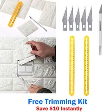 DEELF OUTLET White 3D Brick Wallpaper 20 pcs Faux Brick Textured Effect Background Stickers for Wall Decoration Total 80 Square Feet Coverage