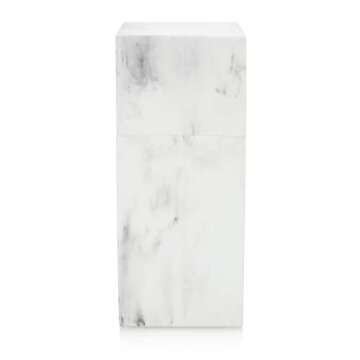 Essentra Home Toothbrush Holder with Lid, Elegant White Marble Bathroom Toothbrush & Toothpaste Organizer – Blanc Collection