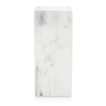 Essentra Home Toothbrush Holder with Lid, Elegant White Marble Bathroom Toothbrush & Toothpaste Organizer – Blanc Collection