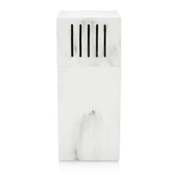 Essentra Home Toothbrush Holder with Lid, Elegant White Marble Bathroom Toothbrush & Toothpaste Organizer – Blanc Collection