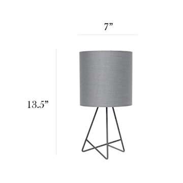 Simple Designs LT2066-GOG 14" Down to the Wire Metal Table Lamp with Fabric Shade, Gray with Gray Shade