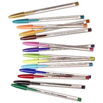 Bic Cristal Multi Colour Ballpoint Pens, Assorted Colors Every-day Biro Pens with Wide Point (1.6 mm), Pack of 20