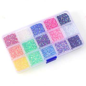 Sunfairy Transparent 17500PCS Flatback Rhinestones 15 Mixed Color Flat Back Gems Round Shape Crystals Rhinestones for Crafts Nail Face Art Shoes Diamond Painting (4mm(11000PCS))