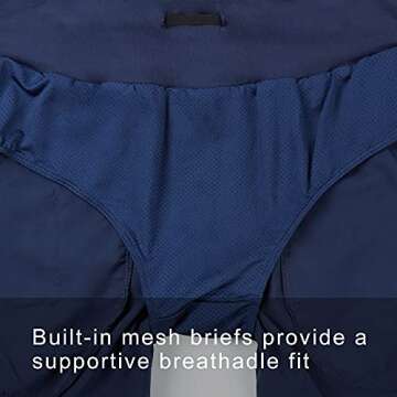 Libin Women's 5 Inches Athletic Running Shorts with Liner Quick Dry Workout Gym Shorts for Lounge Sports with Zipper Pockets,Navy Blue L