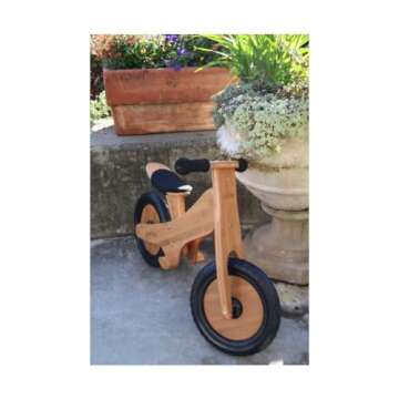 Kinderfeets Balance Bike - Wooden Balance Bike | Sustainable and Eco-Friendly | Adjustable Riding Balance Toy for Kids and Toddlers (Brown)