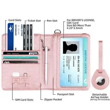 WALNEW AirTag Passport Holder, PU Leather Airtag Wallet RFID Blocking Passport Cover Travel Essentia...