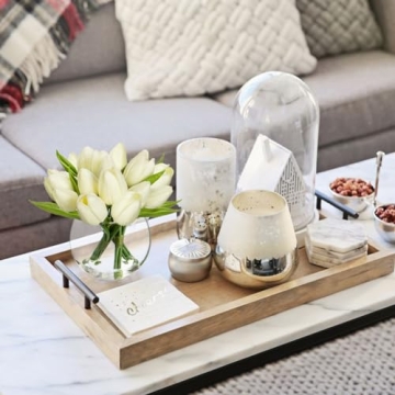 DILATATA White Tulips in Vase 6" Faux Flowers for Decor