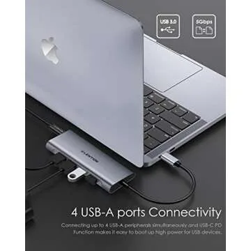 LENTION USB-C Multi-Port Hub with 4K HDMI Output, 100W PD, 4 USB 3.0 5Gbps Compatible 2024-2016 MacBook Pro, New Mac Air & Surface, Chromebook, iPhone 15, More, Stable Driver Adapter (C35, Space Gray)