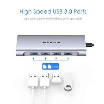 LENTION USB-C Multi-Port Hub with 4K HDMI Output, 100W PD, 4 USB 3.0 5Gbps Compatible 2024-2016 MacBook Pro, New Mac Air & Surface, Chromebook, iPhone 15, More, Stable Driver Adapter (C35, Space Gray)