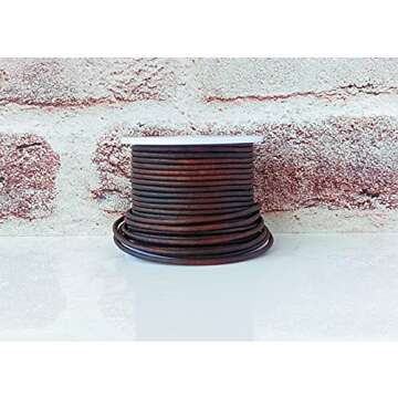 Cords Essentials Round Genuine Leather String Cord, Rope for Jewelry Making, Necklaces, Bracelets, Kumihimo Braiding, Wraps, Crafts and Hobby Projects (Distressed Light Brown, 2.0 MM)
