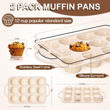 iArtker Silicone Muffin Pan - Nonstick Bakeware for Easy Baking