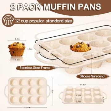 iArtker Silicone Muffin Pan - Nonstick Bakeware for Easy Baking