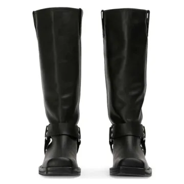 FIFSY Stylish Knee High Women’s Boots Slip On Buckle Design