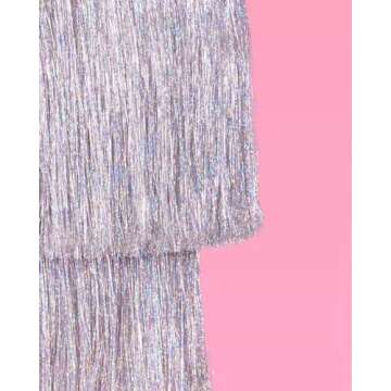 xo, Fetti Fringe Tinsel Chandelier - Iridescent Silver Foil, 16" | Bachelorette Party Decorations, Birthday Photo Booth Supplies, New Years Eve Decor, HBD