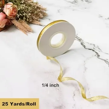 Premium Glitter Metallic Gold Ribbon for All Occasions