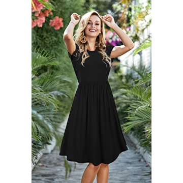 Women’s Short Sleeve Pocket Midi Dress for Casual Events