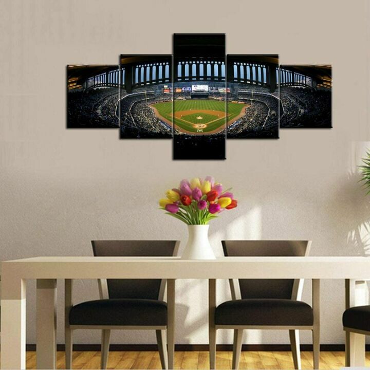 MLB Stadium Canvas Art - 5 Piece Framed Set