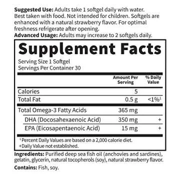 Garden of Life Oceans Mom Prenatal Fish Oil DHA, Omega 3 Fish Oil Supplement - Strawberry, 350mg Prenatal DHA Pregnancy Fish Oil Support for Mamas, Babys Brain & Eye Development, 30 Small Softgels