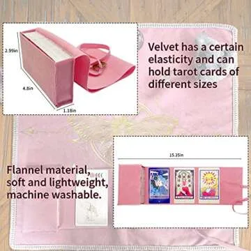 Knana 2Pcs Tarot Card Cloth - Velvet Tarot Cloth with Tarot Card Holder Bag, Golden Bee Pattern Altar Tarot Cloth 19.68 by 19.68 inches - Pink