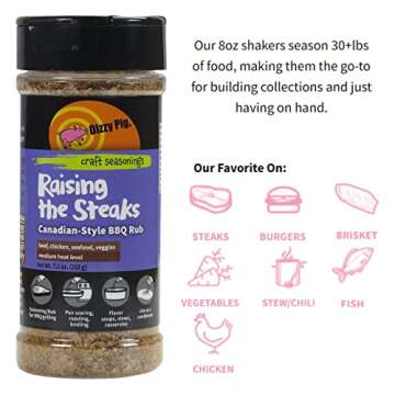 Dizzy Pig Raising the Steaks Montreal-Style Barbecue Seasoning Rub - 8oz Shaker, Handcrafted in the ...