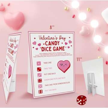 UHADRE Valentine's Day Candy Dice Game, Galentine Party Candy Dice Game, Group Game for Valentine's ...