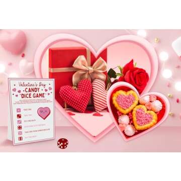UHADRE Valentine's Day Candy Dice Game, Galentine Party Candy Dice Game, Group Game for Valentine's Day, Valentine Day Candy Game for Family, Valentine Day Family Game QRTG-02