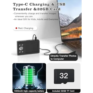 Kids Digital Camera 56MP FHD with 16x Zoom & Accessories