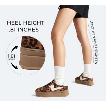 LUCKY STEP Women's Platform Fashion Sneakers Thick Sole Suede Genuine Leather Classic Rubber Gum Sole Low Top Casual Walking Shoes(Brown/Leopard,11 B(M) US)