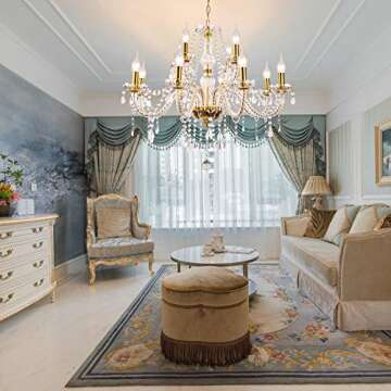 Modern Luxurious Candle Gold Crystal Chandelier: 12 Lights K9 Luxury Lighting