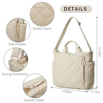 Puffer Tote Bag Women Quilted Crossbody Handbag Lattice Padded Puffy Purse Casual Satchel Bag