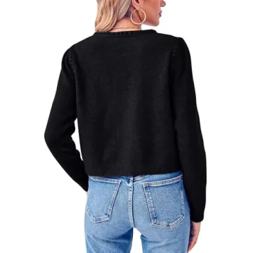 Esobo Womens Knit Cardigan Sweaters Open Front Long Sleeve Cropped Trendy Jacket Outerwear