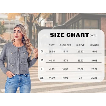 Esobo Womens Knit Cardigan Sweaters Open Front Long Sleeve Cropped Trendy Jacket Outerwear