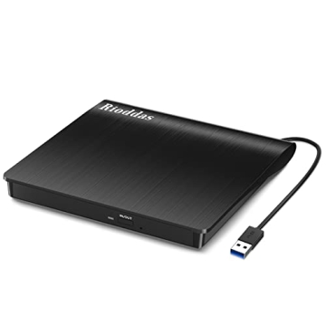 Rioddas External CD/DVD Drive - USB 3.0 Portable CD DVD Player for Laptops and Desktops