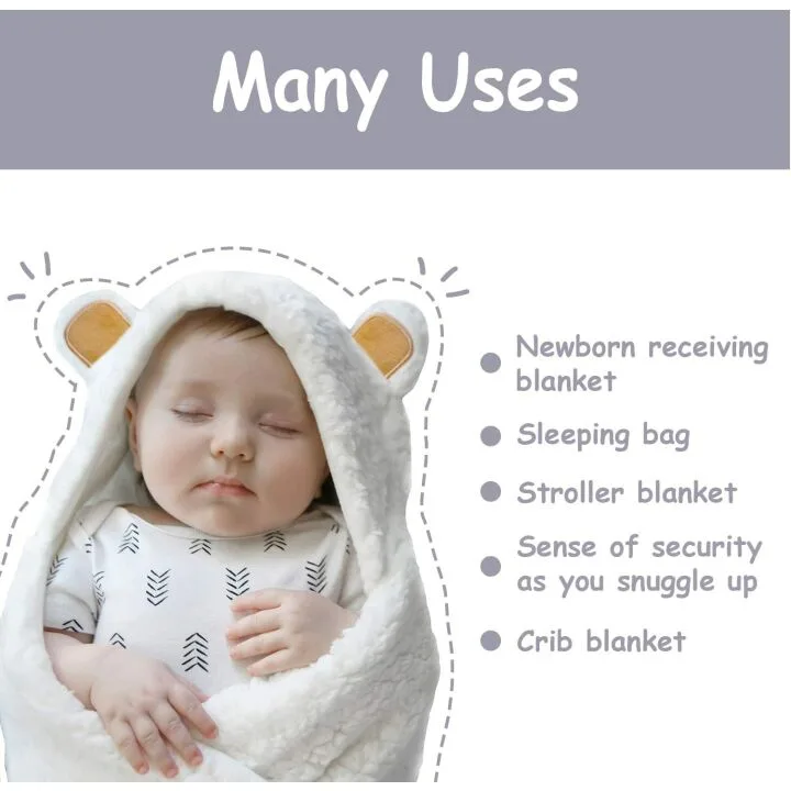 Organic Newborn Swaddle Wrap - Cute Bear Design