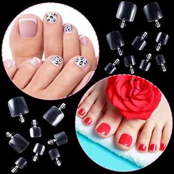 PAGOW 600Pcs False Toe Nail Tips for Stunning Feet