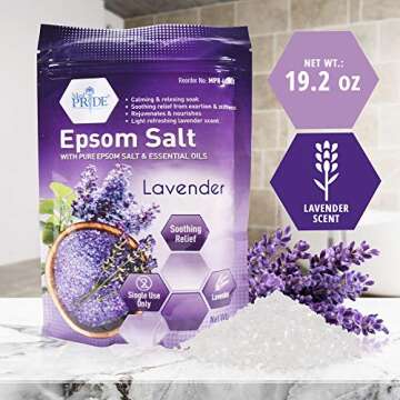 MED PRIDE Epsom Bath Salts 19.2oz, Lavender Essential Oil- Relaxing Foot Bath Salts for Soothing, Mu...