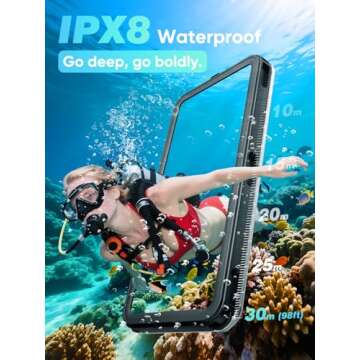 Waterproof Phone Pouch Case 7.5", 2025 Upgraded IPX8 Waterproof Phone Case for Snorkeling, Universal...