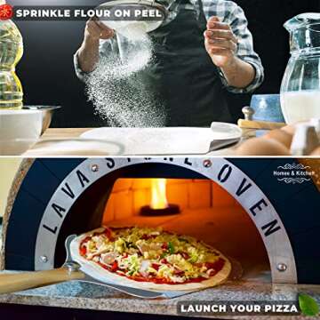 Homee & Kitchen Pizza Peel | Aluminum Pizza Peel | 12 inch Pizza Paddle(12"x 14") | Foldable Wooden Handle | for Family Pizza Oven Baking Pizza | Pizza Spatula