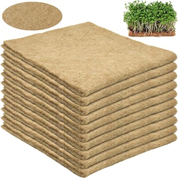 Halatool 10PCS Jute Plant Hemp Fiber Grow Mat for Microgreens 10" X 20" Hydroponic Grow Pads Sprouti...