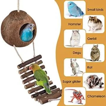 KATUMO Coconut Hut Hamster House Bed Natural Chew Toys for Mice Gerbils Small Animal Cage Habitat Decor