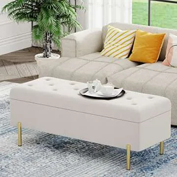 Elegant Andeworld Velvet Storage Bench for Any Room