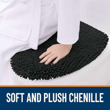 OLANLY Soft Chenille Bathroom Toilet Lid Cover, Machine Washable Seat Covers, 17.5x15, Stays in Plac...