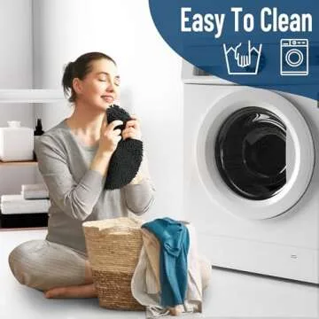 OLANLY Soft Chenille Bathroom Toilet Lid Cover, Machine Washable Seat Covers, 17.5x15, Stays in Place Rubber Backing, Fits Most Round, Elongated and Oblong Lids, Accessories Decor, Black