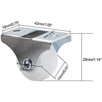 Luomorgo 12 Pack 1" Caster Wheels Rigid Fixed Non Swivel Casters with Metal Top Plate Hard Plastic W...