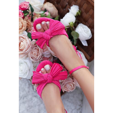 VETASTE Women's Bow Knot Heeled Sandals Bridal Wedding Open Toe Ankle Strap Chunky Heels 7.5