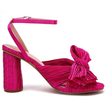 VETASTE Women's Bow Knot Heeled Sandals Bridal Wedding Open Toe Ankle Strap Chunky Heels 7.5