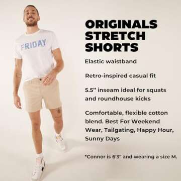 Chubbies Chino Shorts Men 5.5 Inch Inseam, Mens Shorts with Elastic Waistband, Chambray Lined Pocket...
