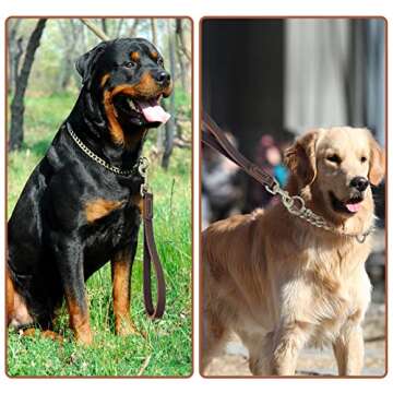 Durable Leather Short Dog Lead for Training Large Dogs