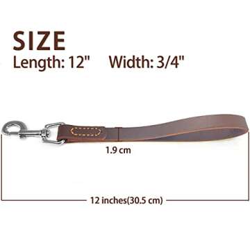 Durable Leather Short Dog Lead for Training Large Dogs